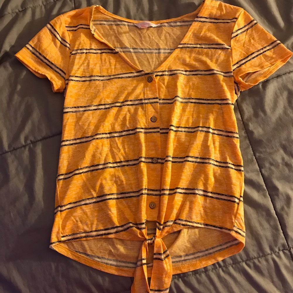yellow tied crop top
